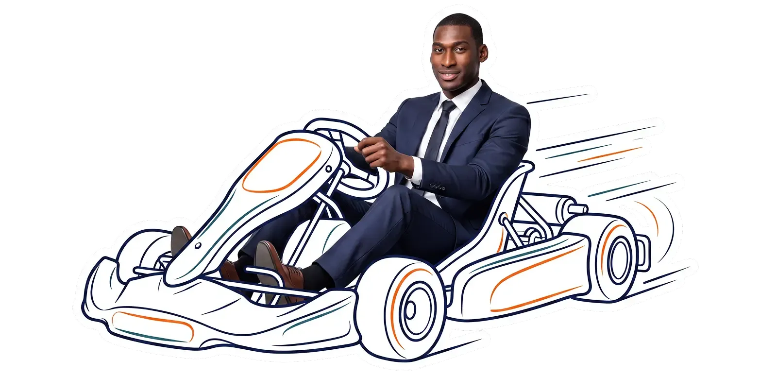Business illustration — man beside monitor